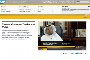 SAP Customer Testimonial Page