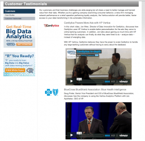 Vertica Customer Testimonial Page